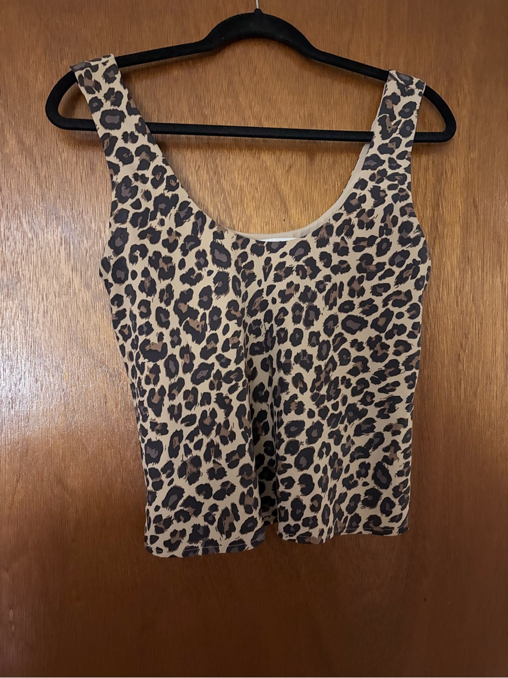 Abercrombie & Fitch Leopard Print Scoop Neck Tank Top - Beige and Black